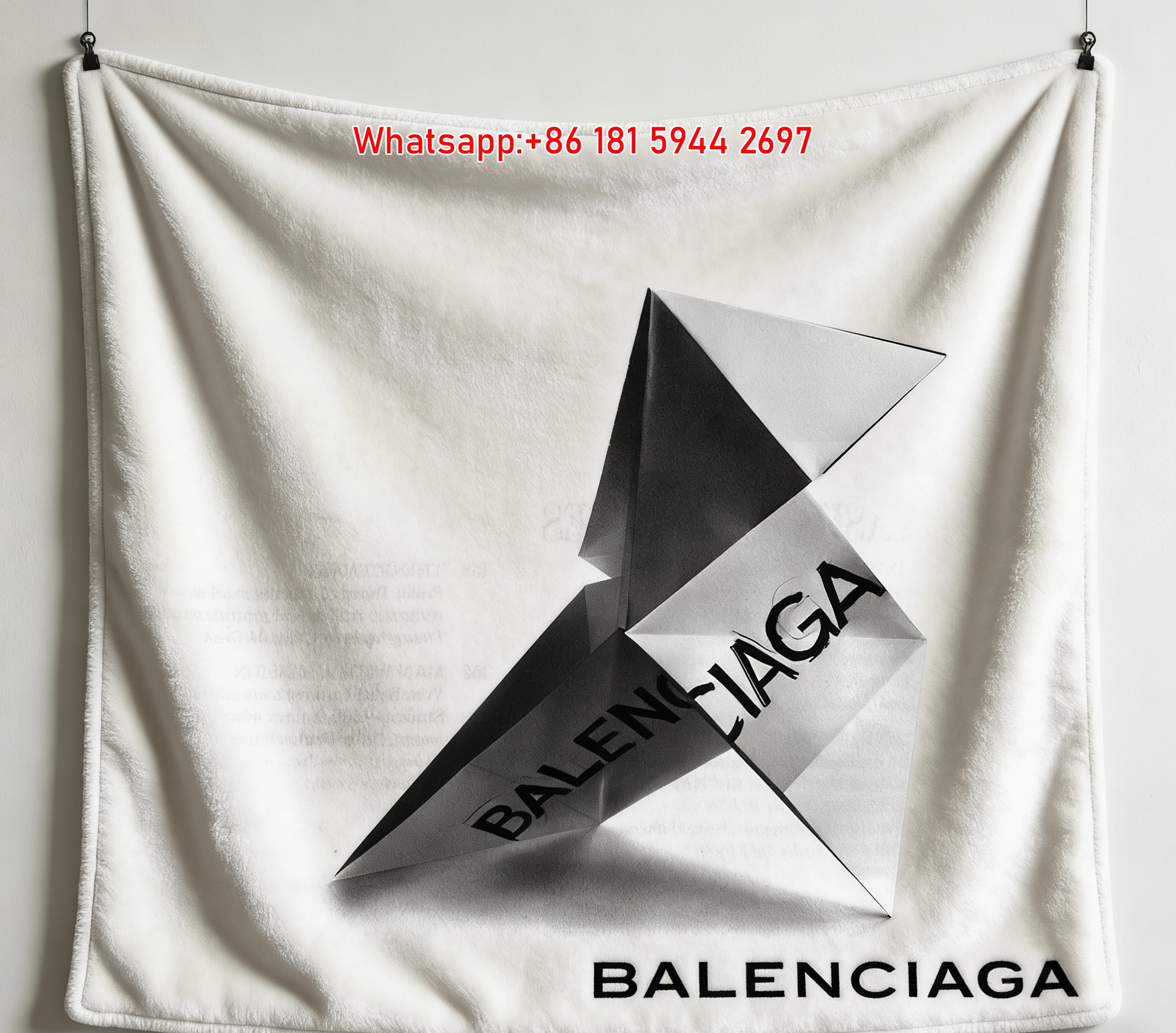 Balenciaga Geometric Logo Flannel Throw Blanket for Sofa Wall Decor BA122